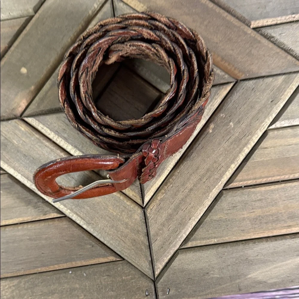 Fossil Woven Leather Belt -‎ Deep Brown